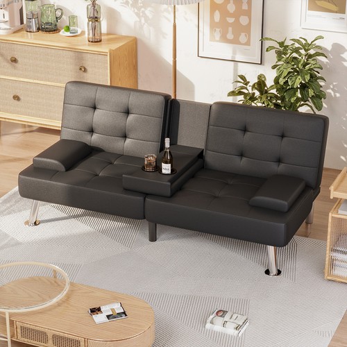 Modern leather futon sofa - futon,